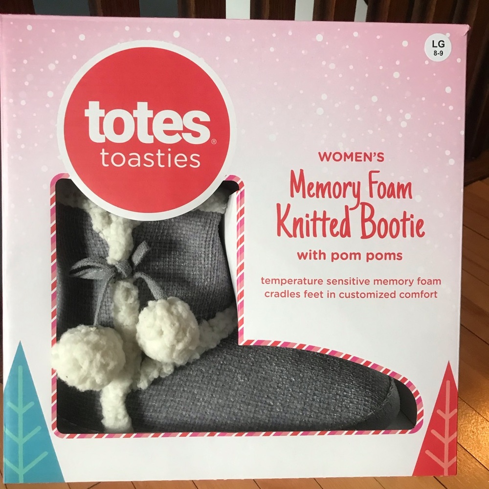 Totes Memory Foam Knitted Bootie Size L